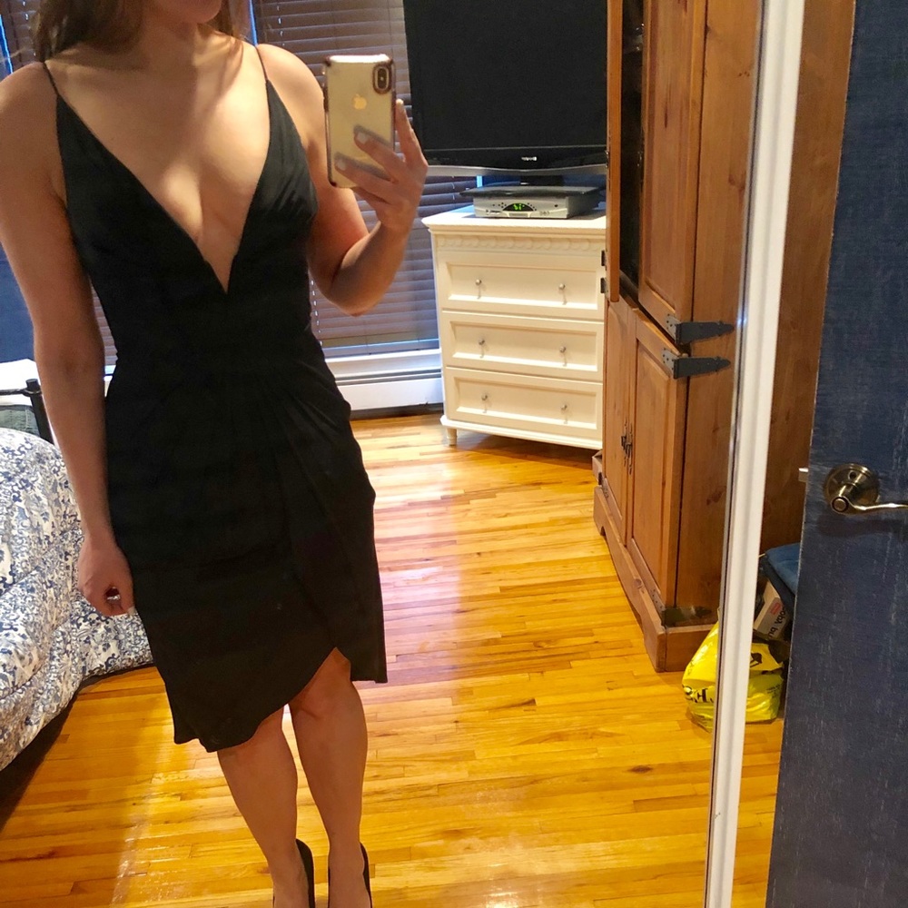 Zimmermann silk V tuck dress black